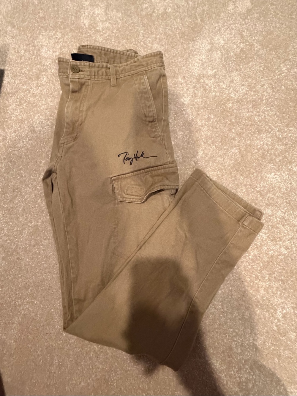 Tony Hawk Tan Cargo Pants with Script Logo - Men
